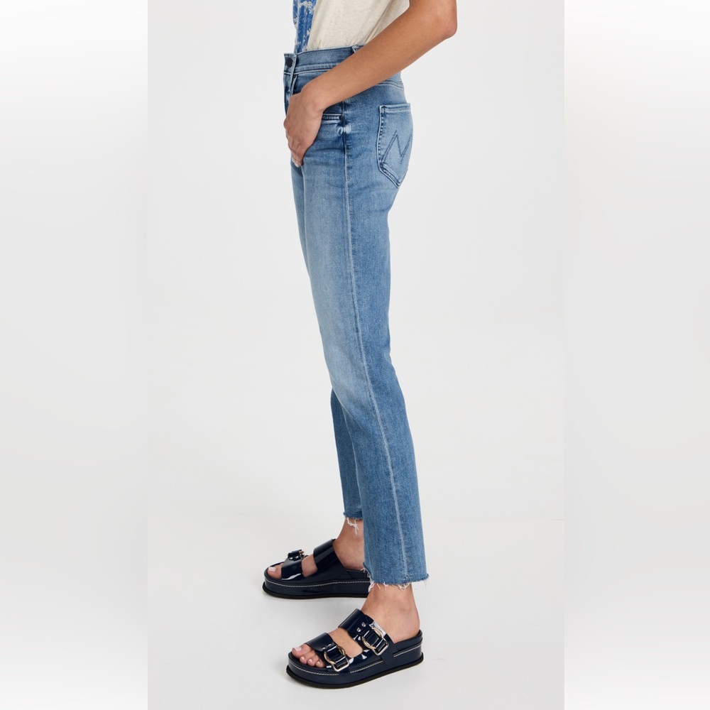MOTHER High-Rise Straight Crop Jeans in Medium Blue - Picture 2 of 7